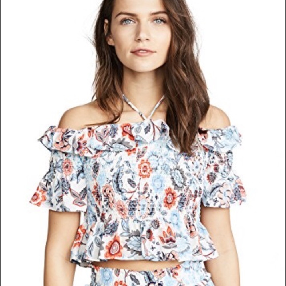 Moon River Smocked Floral Blouse